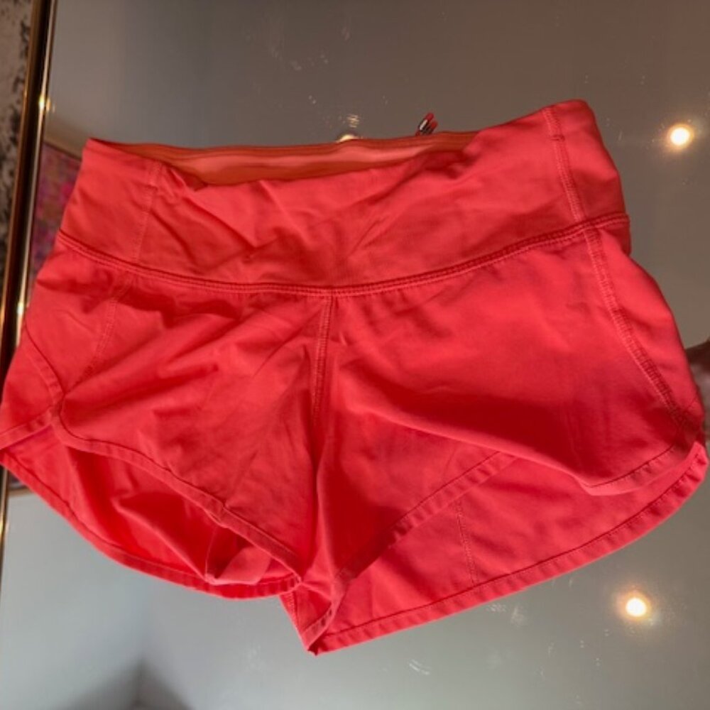 Pre-loved Solar Orange Speed Up Lululemon Running Shorts - Women's Size 2 - Picture 2 of 6